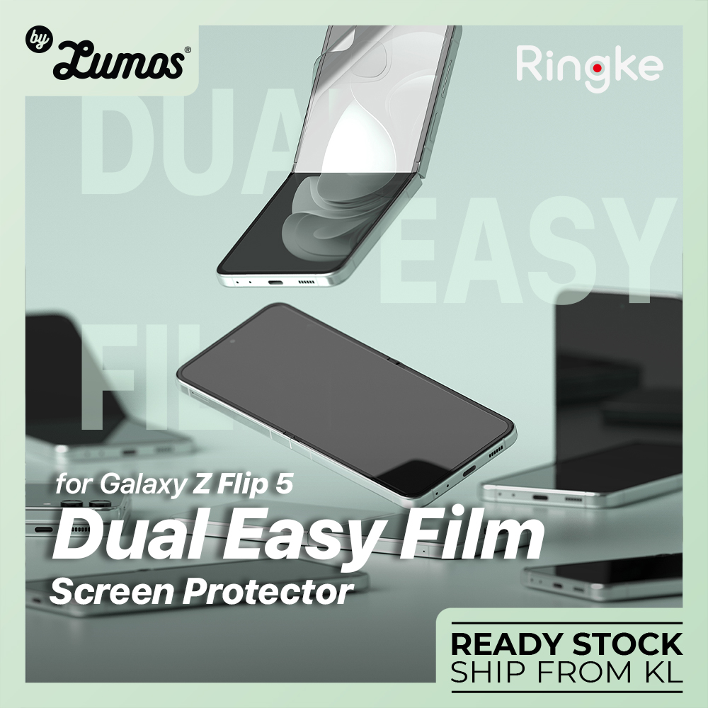 𝗥𝗜𝗡𝗚𝗞𝗘 𝗗𝘂𝗮𝗹 𝗘𝗮𝘀𝘆 𝗙𝗶𝗹𝗺 𝟮 𝗣𝗰𝘀 For Samsung Galaxy Z Flip 5 (Inner display screen protector)